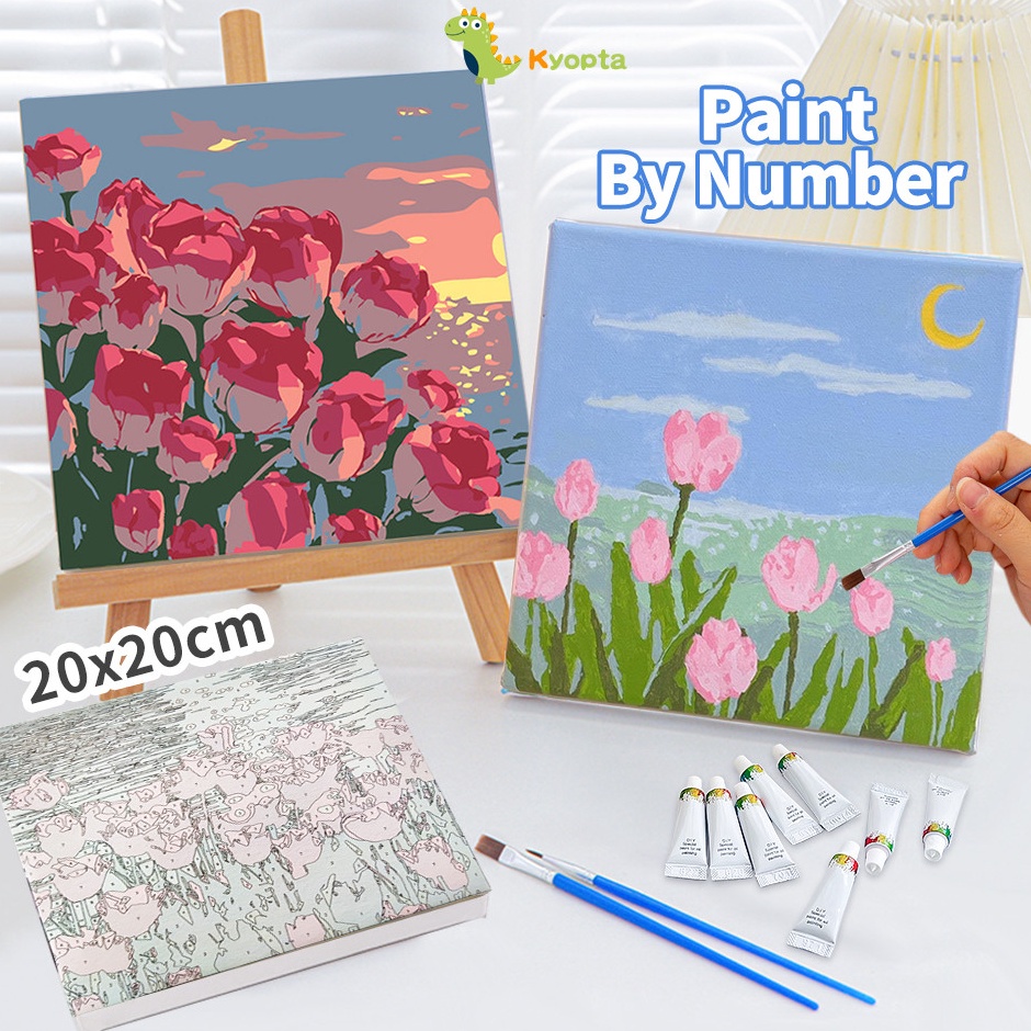 

New Product Kyopta 2x2cm Paint by number aesthetic series diy digital painting kit Kanvas painting