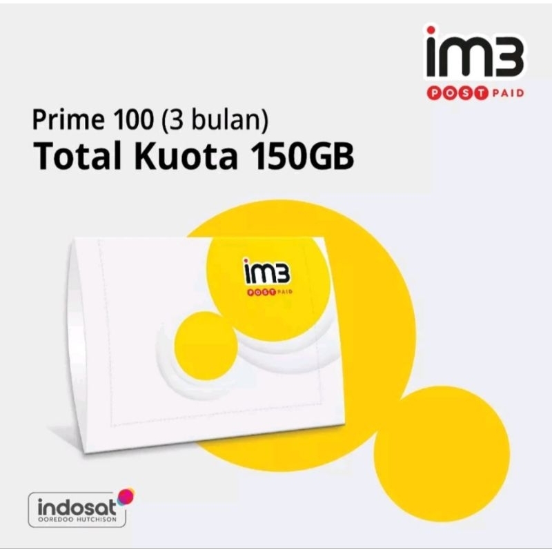 PASCABAYAR INDOSAT PRIME 100 (3 bulan)  KUOTA 150GB ( BISA REQUEST NOMOR CANTIK)