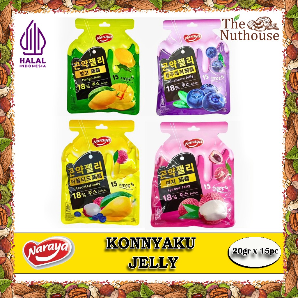 

NARAYA Konnyaku Jelly / Jeli Agar 300gr (20gr x 15pcs) - Mango / Lychee / Blueberry / Assorted [HALAL]