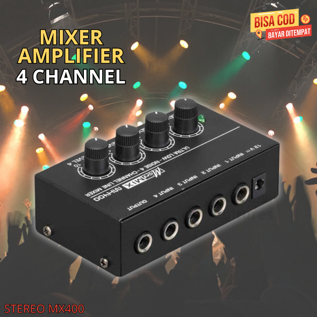 Mixer Mini Sound System 4 Channel Murah 12V Headphone Amplifier Mini 4 Ch Stereo Headphone Amplifier