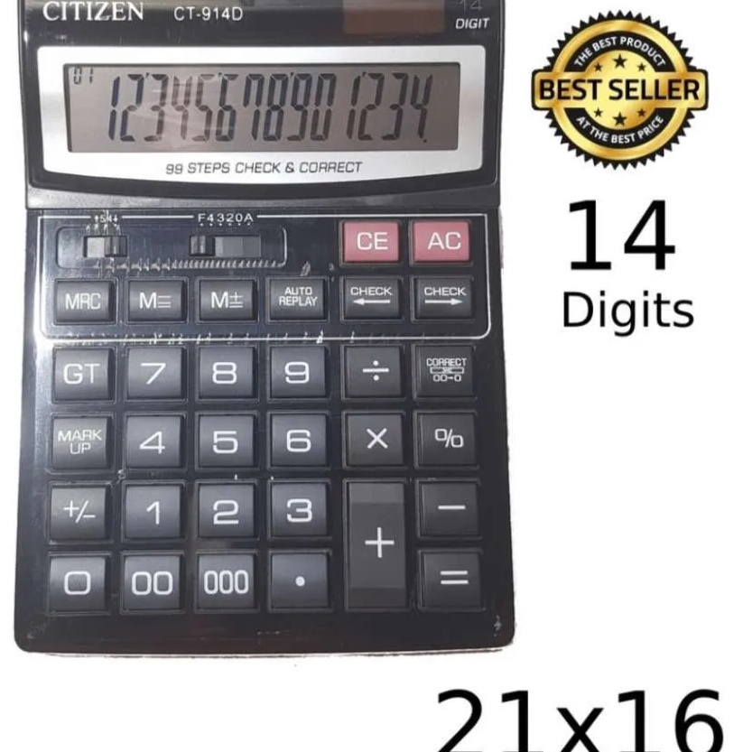

Praktis Kalkulator CITIZEN 14 Digit CT914D Ukuran Besar