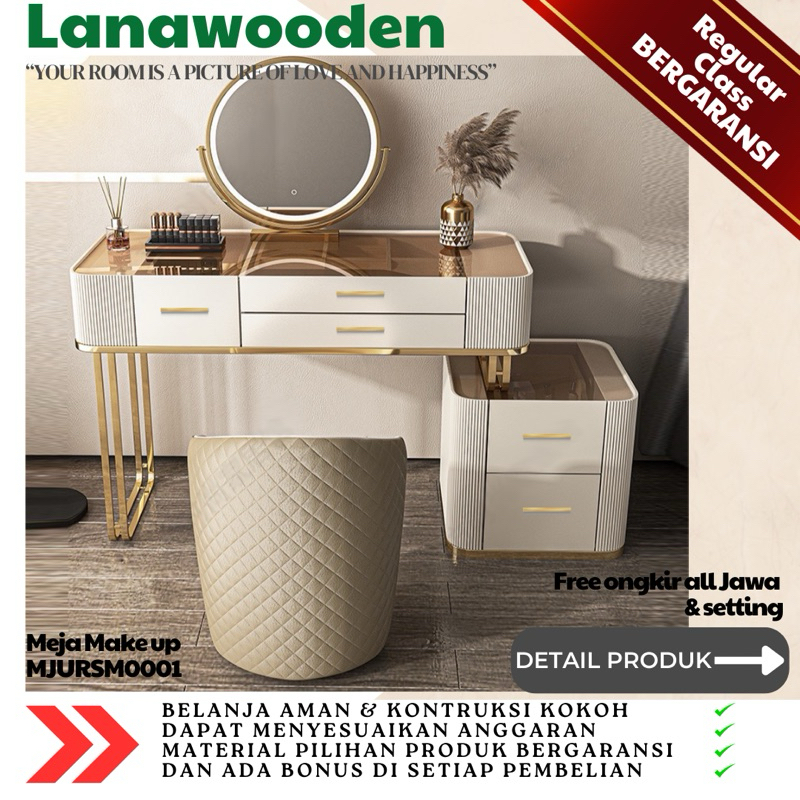Meja Make Up minimalis modern Special edition MJURSM0001 by Lanawooden material kayu kombinasi stain