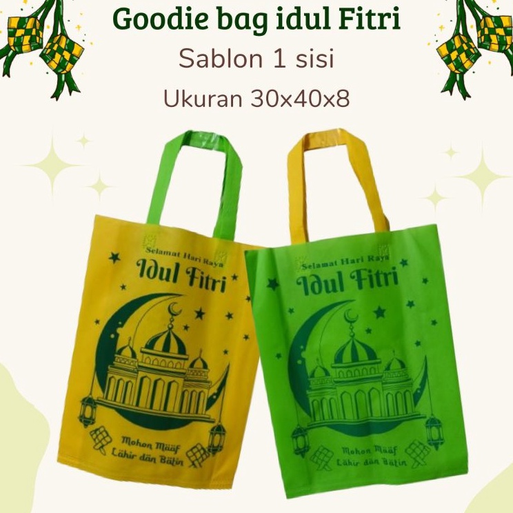 

Harga Murah Goodie bag lebaran HK LUSINAN isi 12 3x4x8 Goodie bag idul fitri tas spundbond lebaran