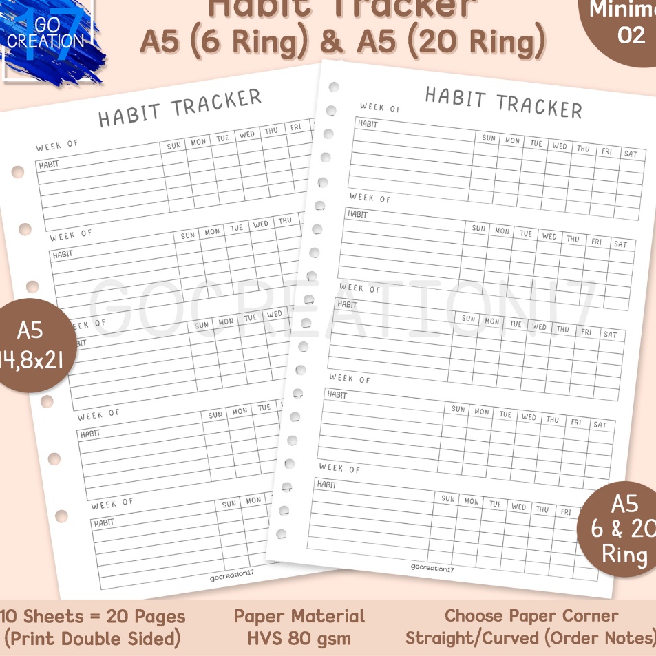 

Buku Planner Kes Binder Habit Tracker Simple Minimalis A5 ring 2 dan A5 ring 6