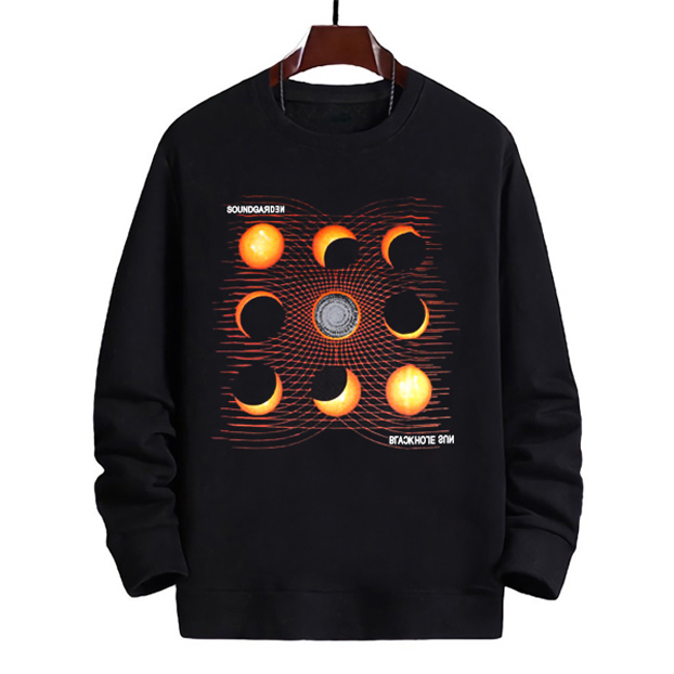 Crewneck Soundgarden Black Hole Sun Bahan Cotton Fleece