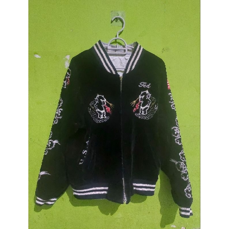 Jaket sukajan ted company revelsible valvet rayon jacket