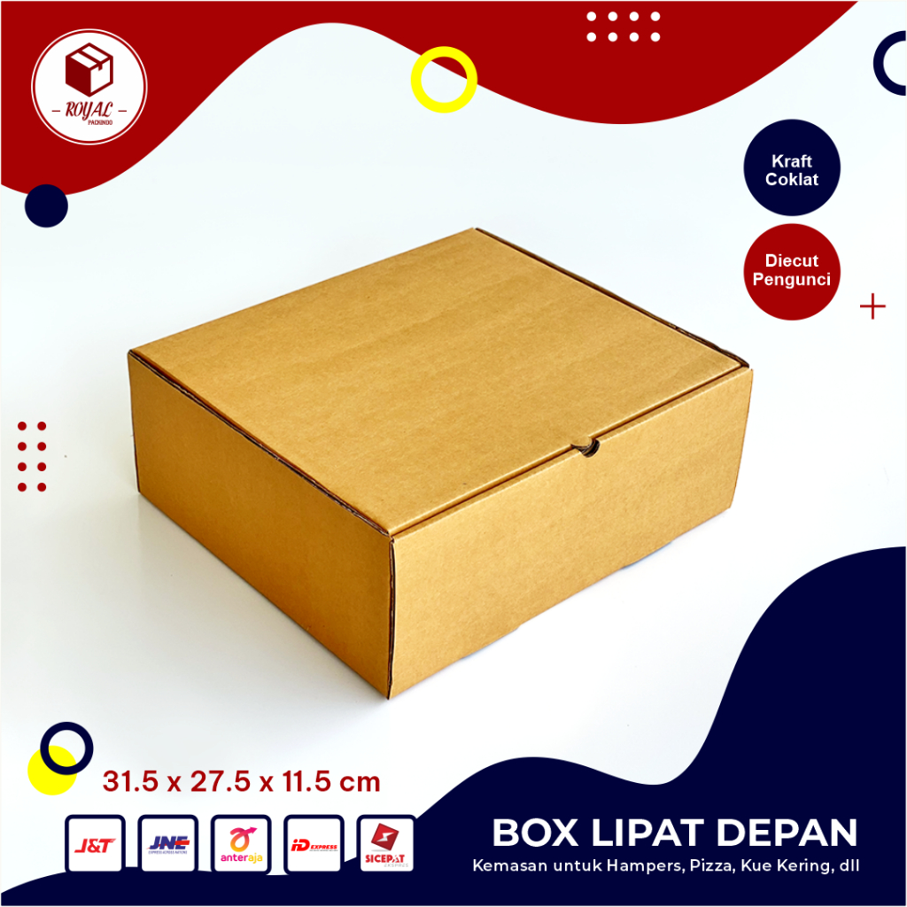 

Box model lipat depan ( 31,5 x 27,5 x 11,5 cm ) Kardus/Polos/Hampers/Pizza/packing