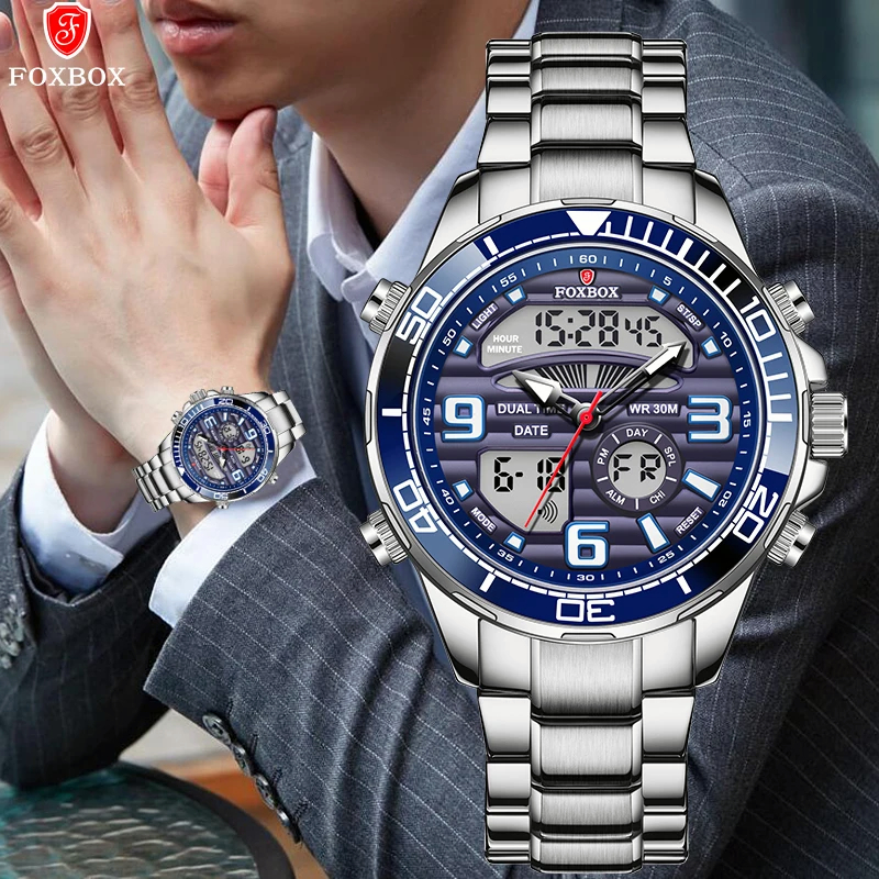 LIGE Original Jam Tangan Pria Digital Dual Display Watch Men's Top Luxury Sport Quartz Watch Men's A