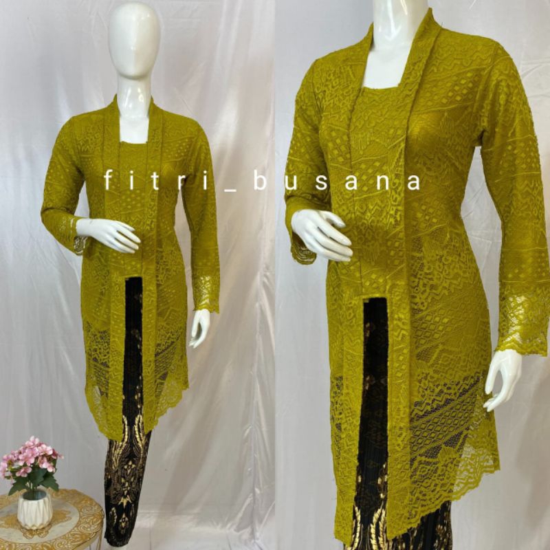 Set Kebaya Tunik Kutubaru Panjang / Atasan Kebaya Kutu baru Burkat Model Kurung Busui Resleting Depa