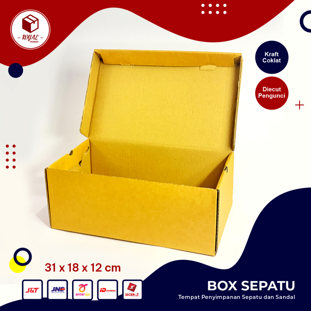 Karton Box ( 31 x 18 x 12 cm ) Kardus/Sepatu/Polos/Karton/Box/Packing - Bisa Custom Sablon
