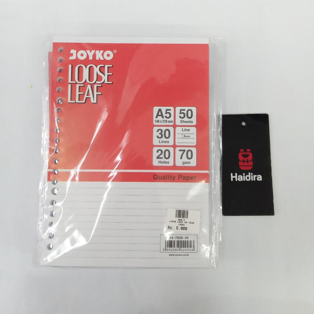 

LOOSE LEAF A5 GARIS 75 GRAM JOYKO 50 SHEETS ISI BINDER REFILL