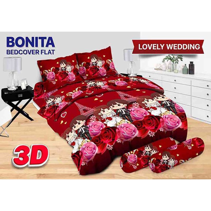 Full set  bedcover bonita king 180x200  sprei rumbai -motif lovely weding