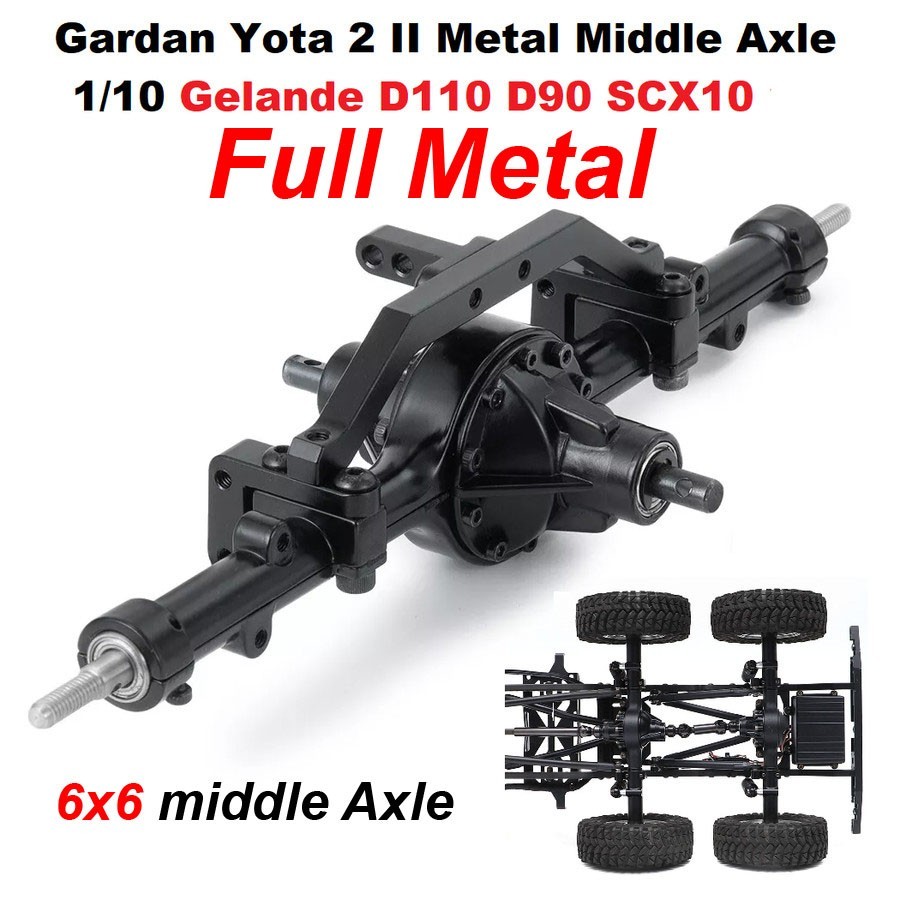 Gardan Metal Yota 2 II Metal Middle Axle 1/10 6x6 6WD Gelande D110 D90 SCX10 Bukan RC4WD Gardan Teng