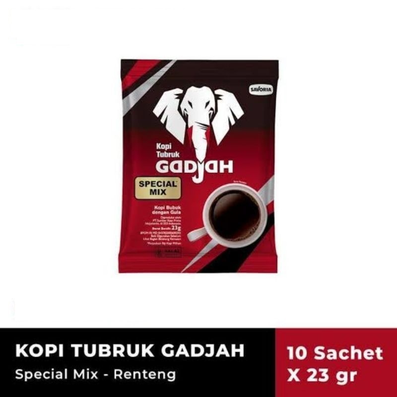 

Kopi Tubruk Gadjah Special Mix + Gula - Renteng 10 sachet @ 23g