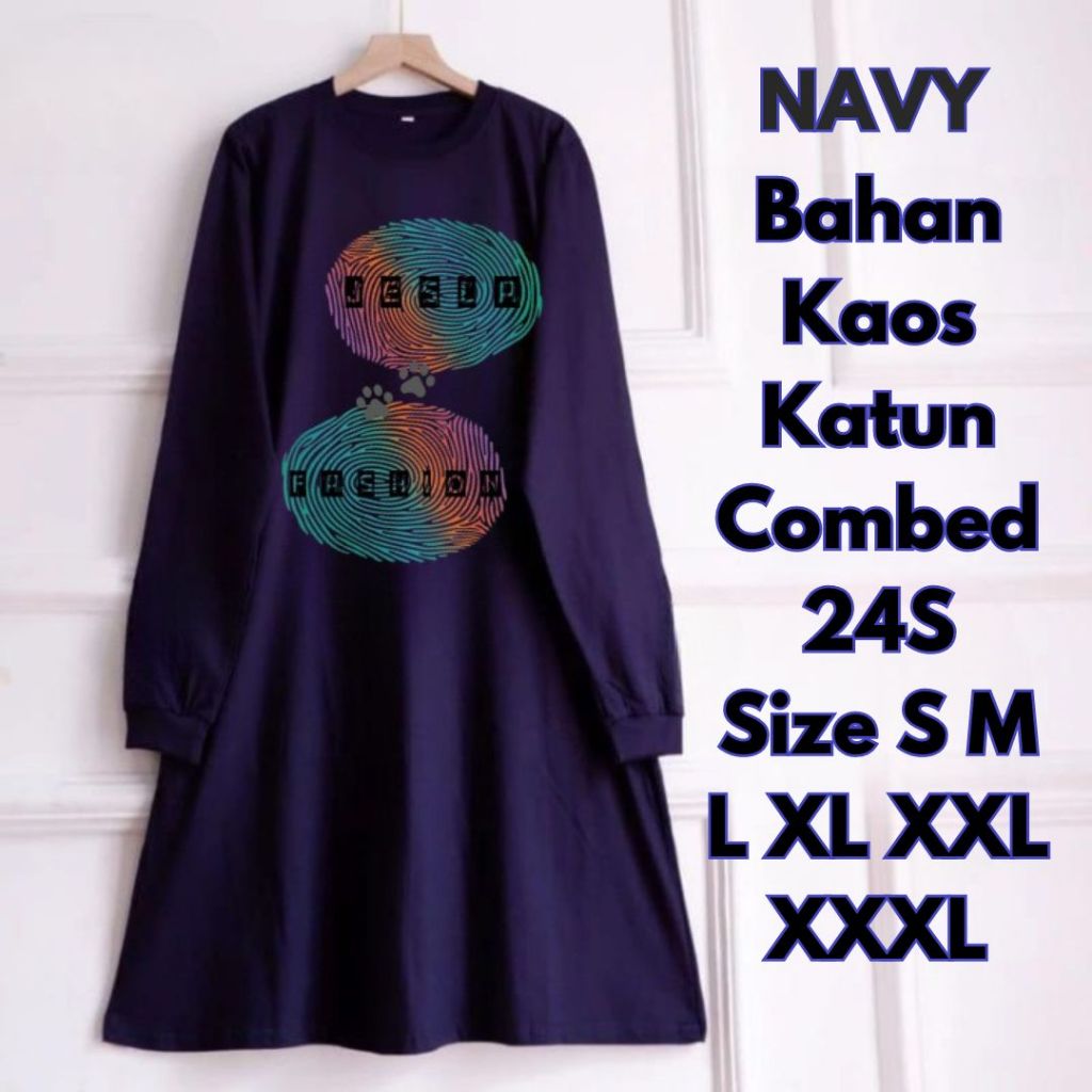 Atasan Wanita Lengan Panjang Bilov Tunik BO Bahan Kaos Katun Combed 24S Aplikasi Sablon Premium Blou