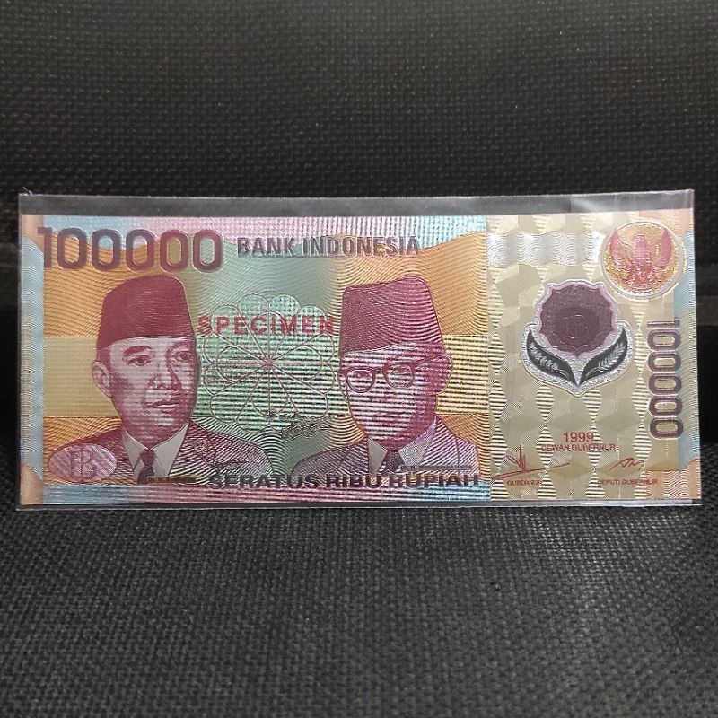Souvenir Uang Emas Gold Foil Rp 100.000 Rupiah Indonesia Edisi Lama