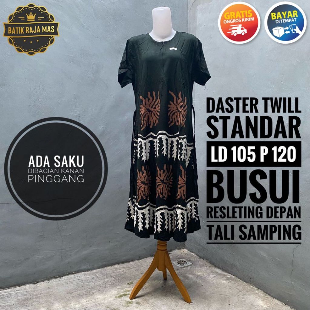 Daster Wanita Remaja Dewasa Panjang Lengan Pendek Motif Batik Abstrak Twill Ori Pekalongan Busui Fri
