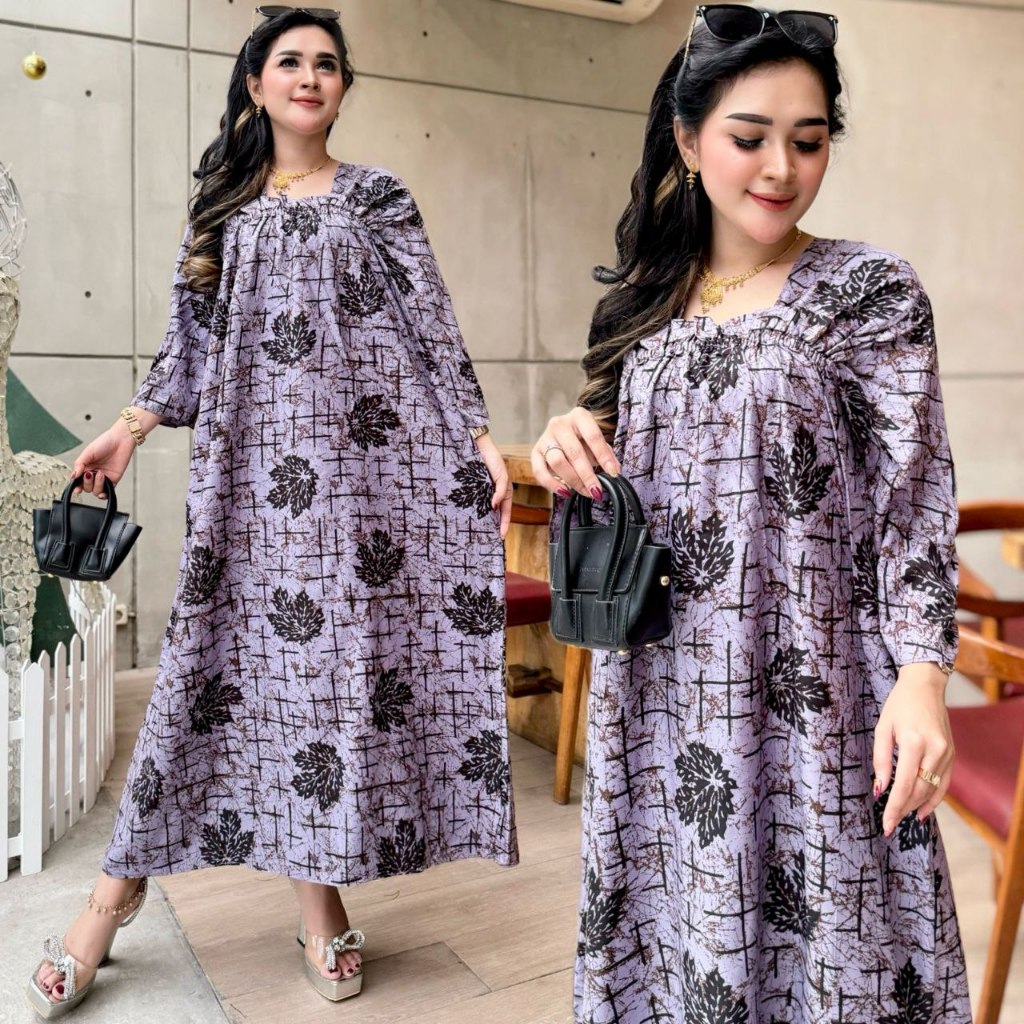SEKDRESS FUJI MOTIF MELATI ANGGUN DASTER KERAH KARET LEHER KEKINIAN BUNGA UKURAN JUMBO BIGSIZE BIG Z