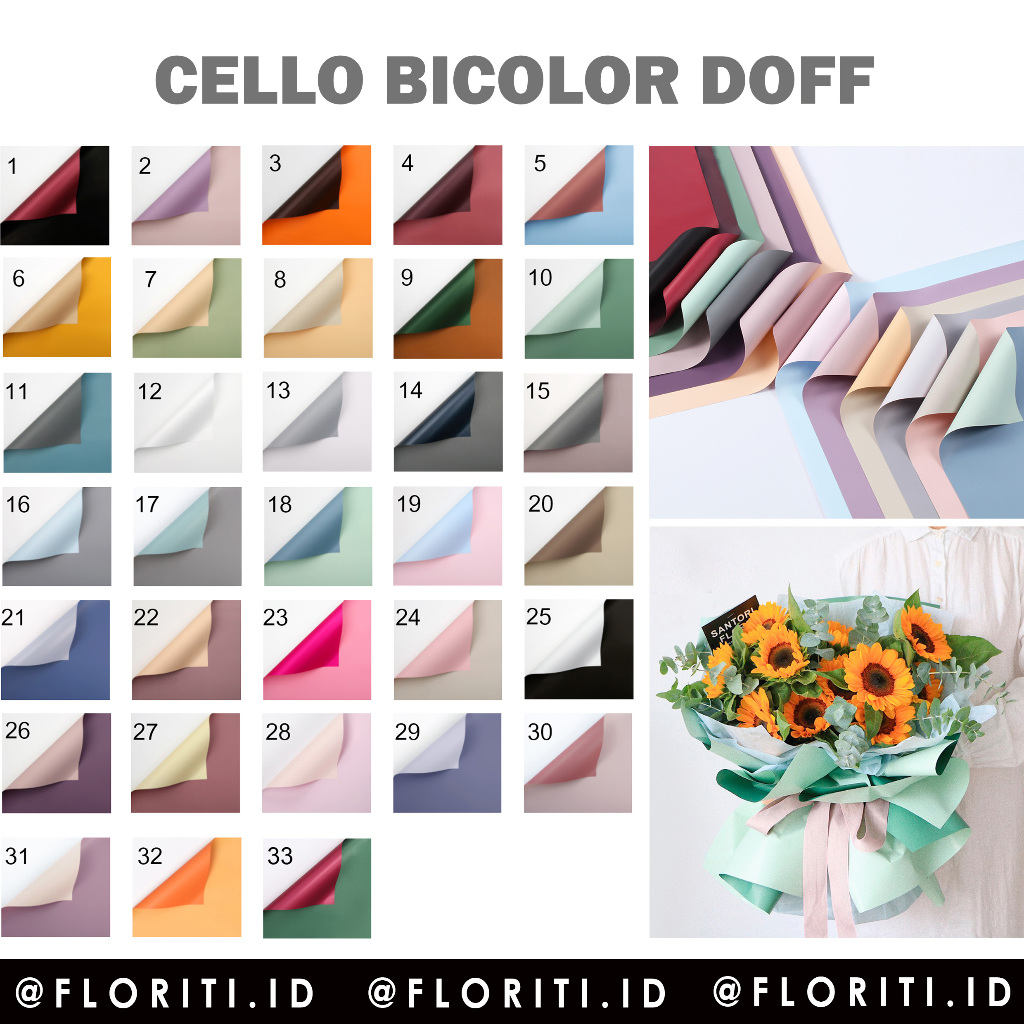 

(5 LEMBAR) Kertas Buket Dua Warna/Cellophane Bicolor Doff/Flower Wrapping