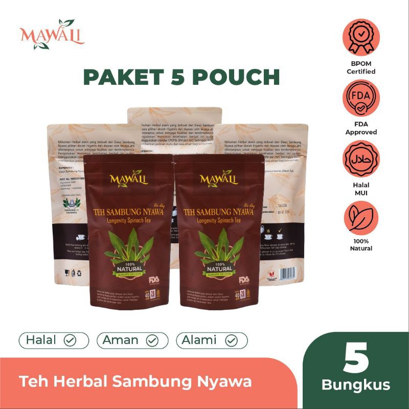 

PAKET 5 POUCH Mawali Teh Herbal Sambung Nyawa BPOM