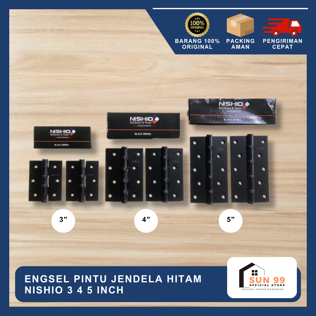 Engsel Pintu Jendela Hitam NISHIO 3 4 5 Inchi / Engsel NISHIO BLACK / Engsel Hitan Jendela Dan PIntu