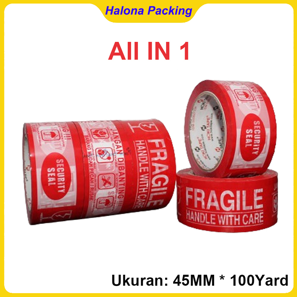 

(JUAL PER PAKET 6PCS) LAKBAN PRINTING FRAGILE / LAKBAN FREGILE UNBOXING 45mm * 100Yard