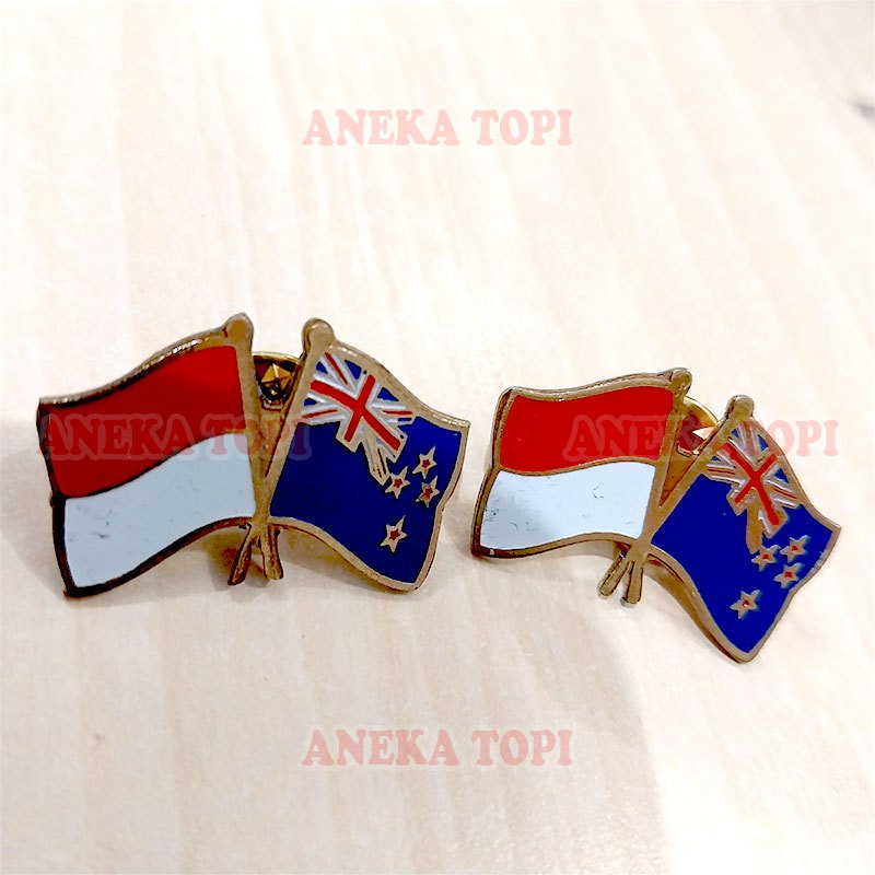 Cross Flag Pin Indonesia Australia Pin Bendera Persahabatan Indonesia Australia - Aneka Topi