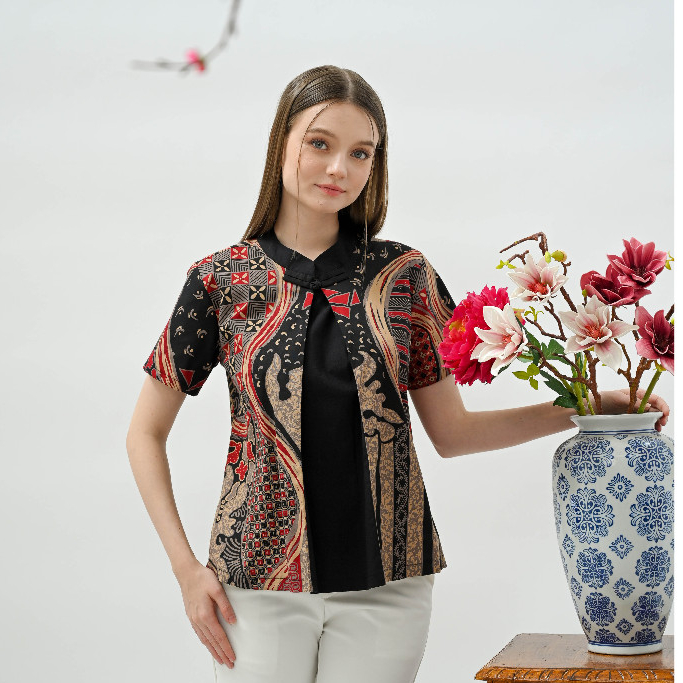 Atasan Batik 327 MTS/ Blouse Batik Wanita/ Seragam Batik/ Baju Imlek