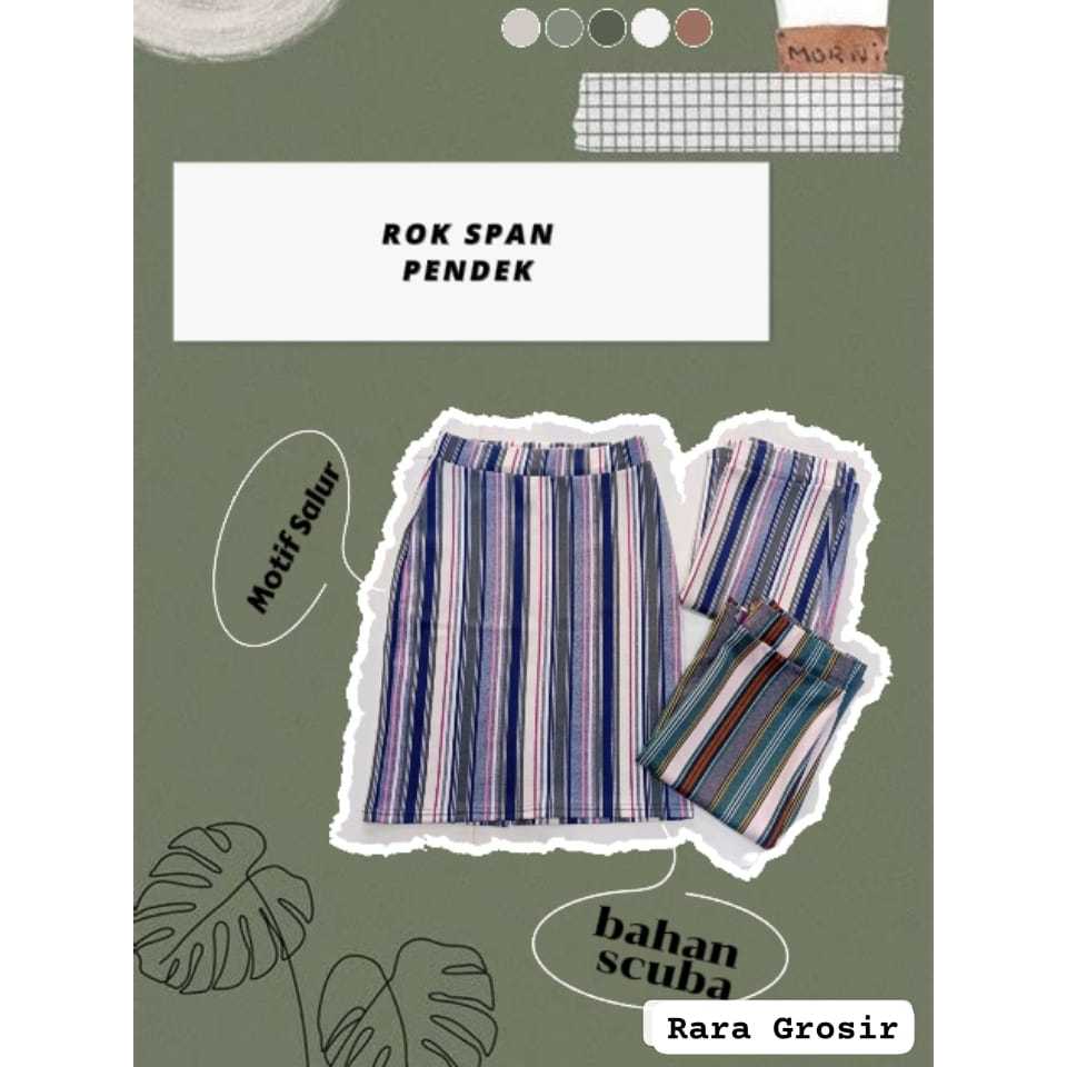 Rok Span Pendek Wanita Rok Scuba Bawahan Salur Wanita Rok Salur Terbaru