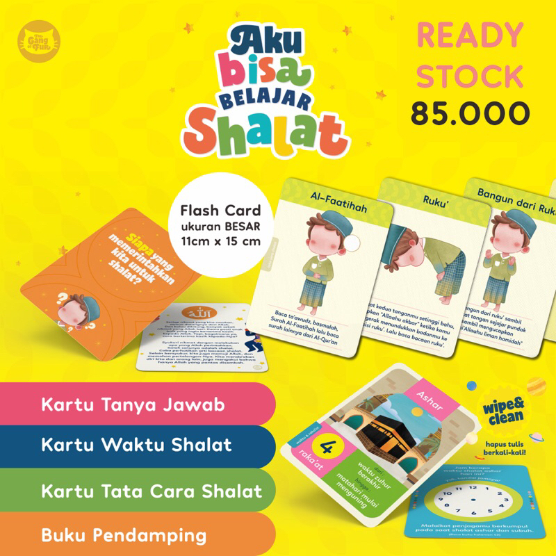 [TGOF] FlashCard Aku bisa belajar sholat by The Gang Of Fur-Full Color-Wipe and Clean- buku anak mak