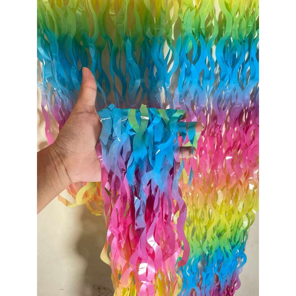 (harvest) Tirai rumbai rainbow spiral ulang tahun 1x2meter