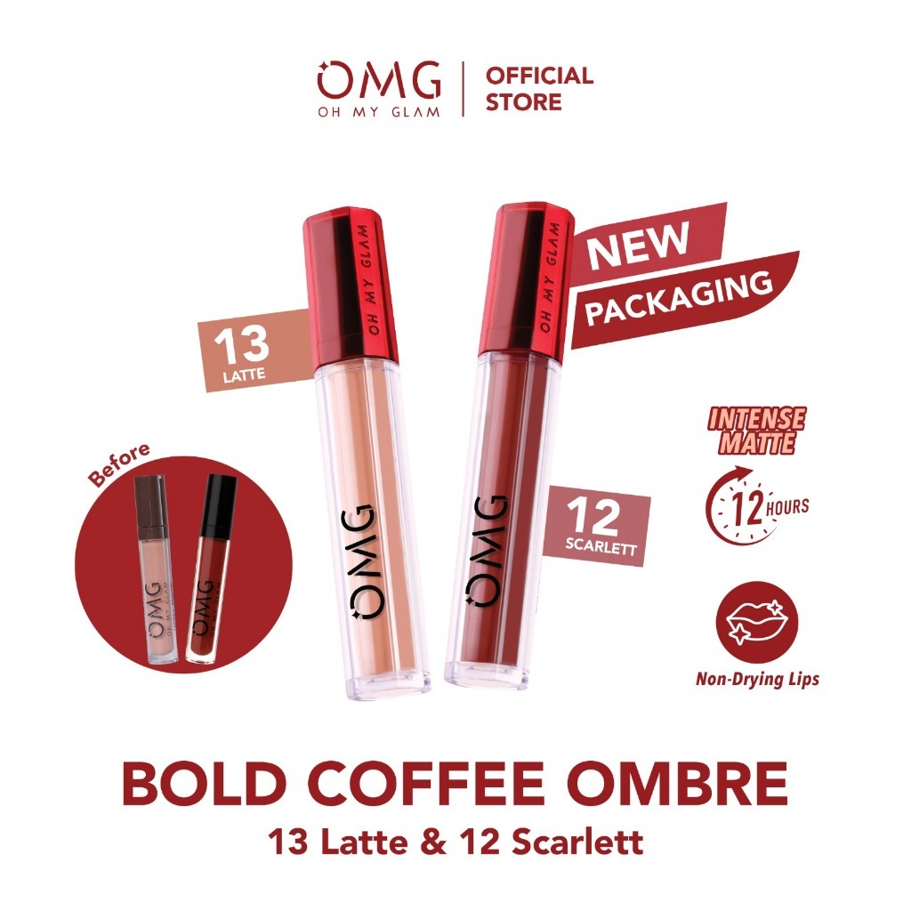 OMG OH MY GLAM MatteLast Lip Cream Bold Coffee Ombre (Lip Cream Matte Dengan Warna Intense, Tahan La