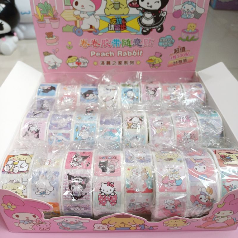 

Sticker gulung sanrio isi 500 CINNAMOROLL POCHACCO KUROMI HELLO KITTY MY MELODY POMPOMPURIN