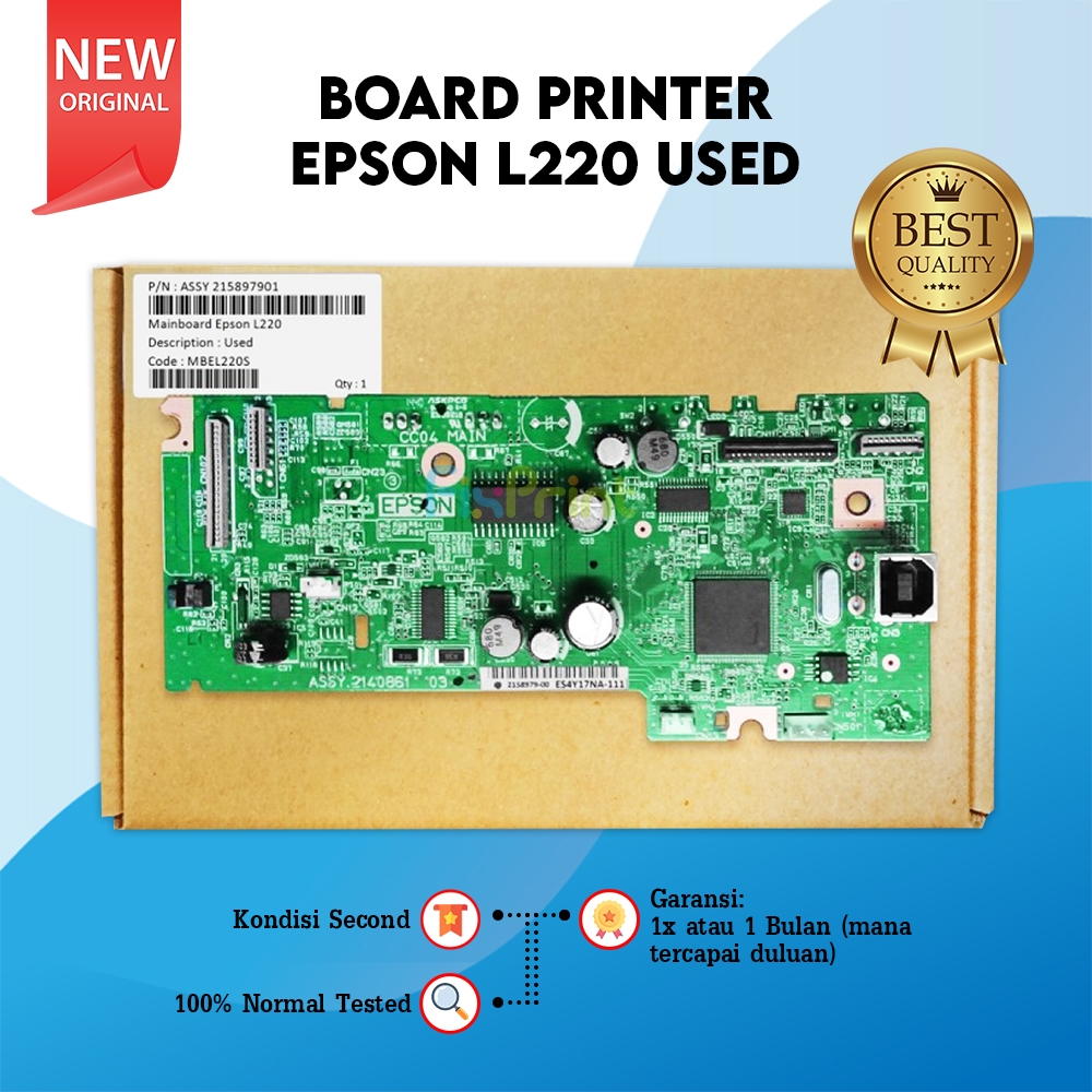 Mainboard Epson Used L110 L210 L220 L300 L310 L350 L355 L360 L365 L550 L555 L565 L1300 Cabutan Board Motherboard Printer L110 L 110 Original Unit, Bekas Like New