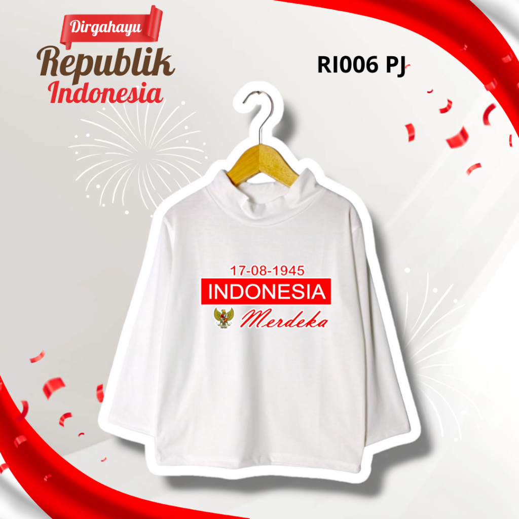 RI006 Atasan Lengan Panjang Turtle Neck - Baju Atasan Kaos Top Hijab Anak Perempuan Laki-laki Kerah 