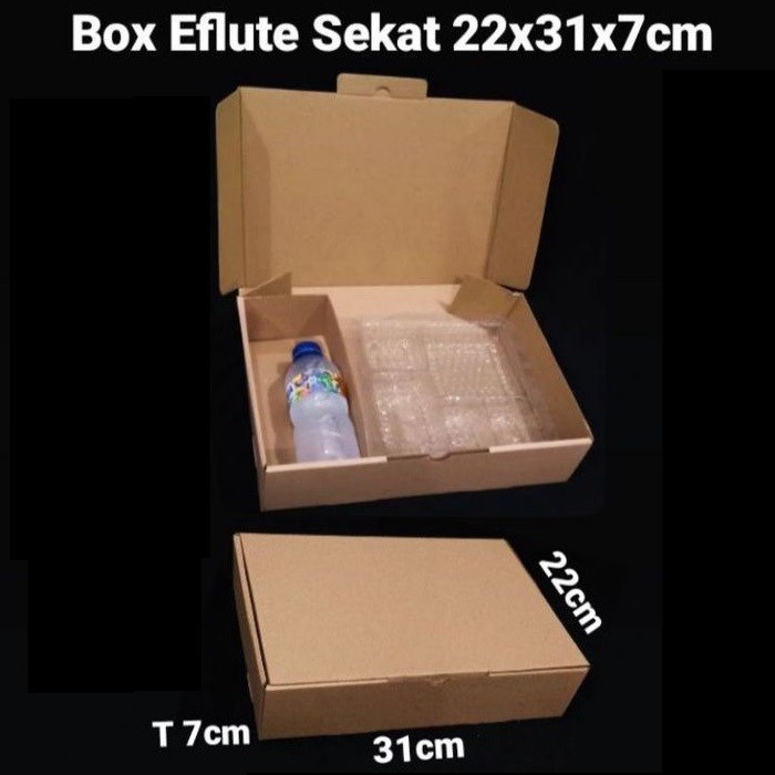 

( 10 pcs ) Dus Coklat Polos Kotak Makanan Ukuran 22x31x7cm Box Eflute Sekat Packaging Catering