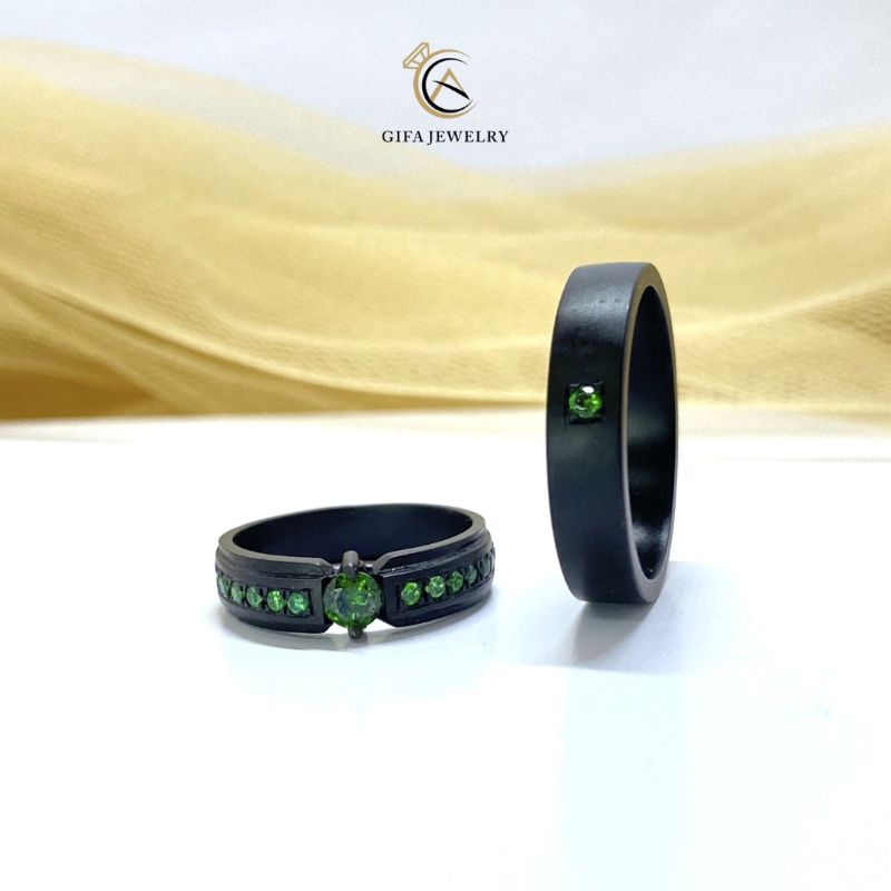 Cincin Sterling Silver Lapis Hitam Doff Cincin Kawin Perak Palladium Emas