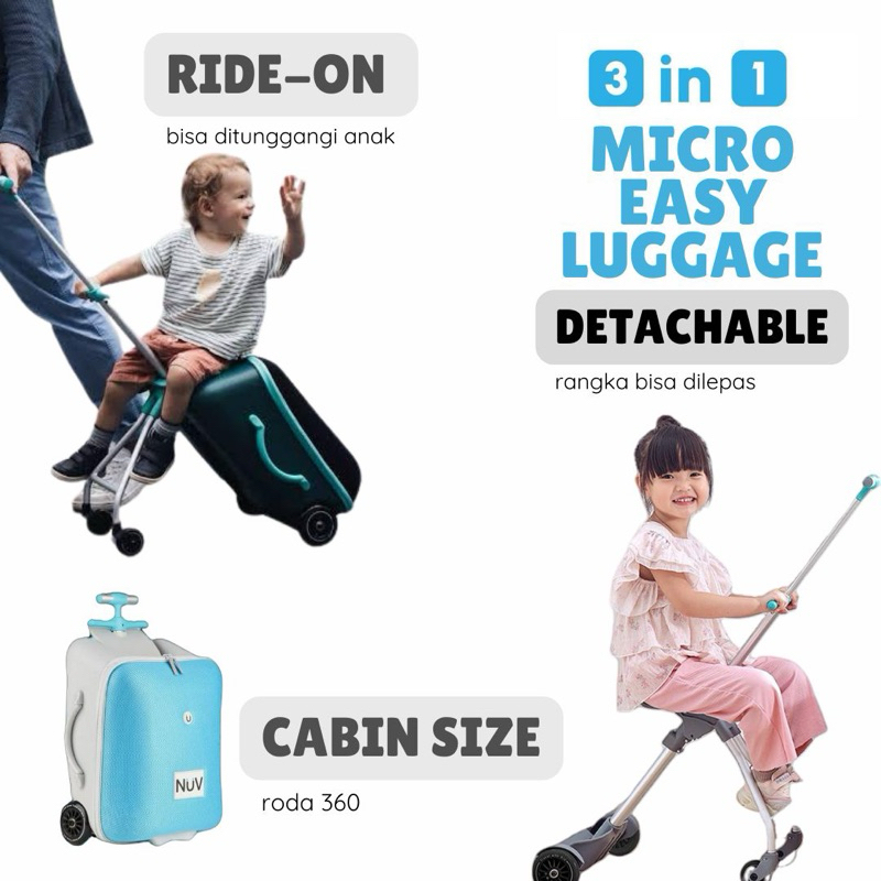 Koper Stroller 3in1 Bisa Dinaiki Anak | Stroller Koper Tunggang Anak Multifungsi | Koper Cabin Size 