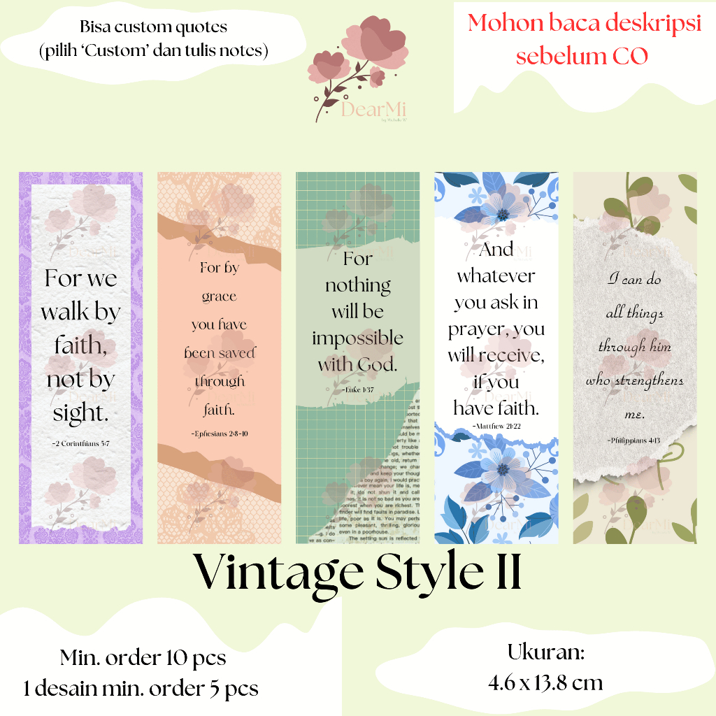 Pembatas Buku Aesthetic Design Vintage/Vintage Design Bookmarks