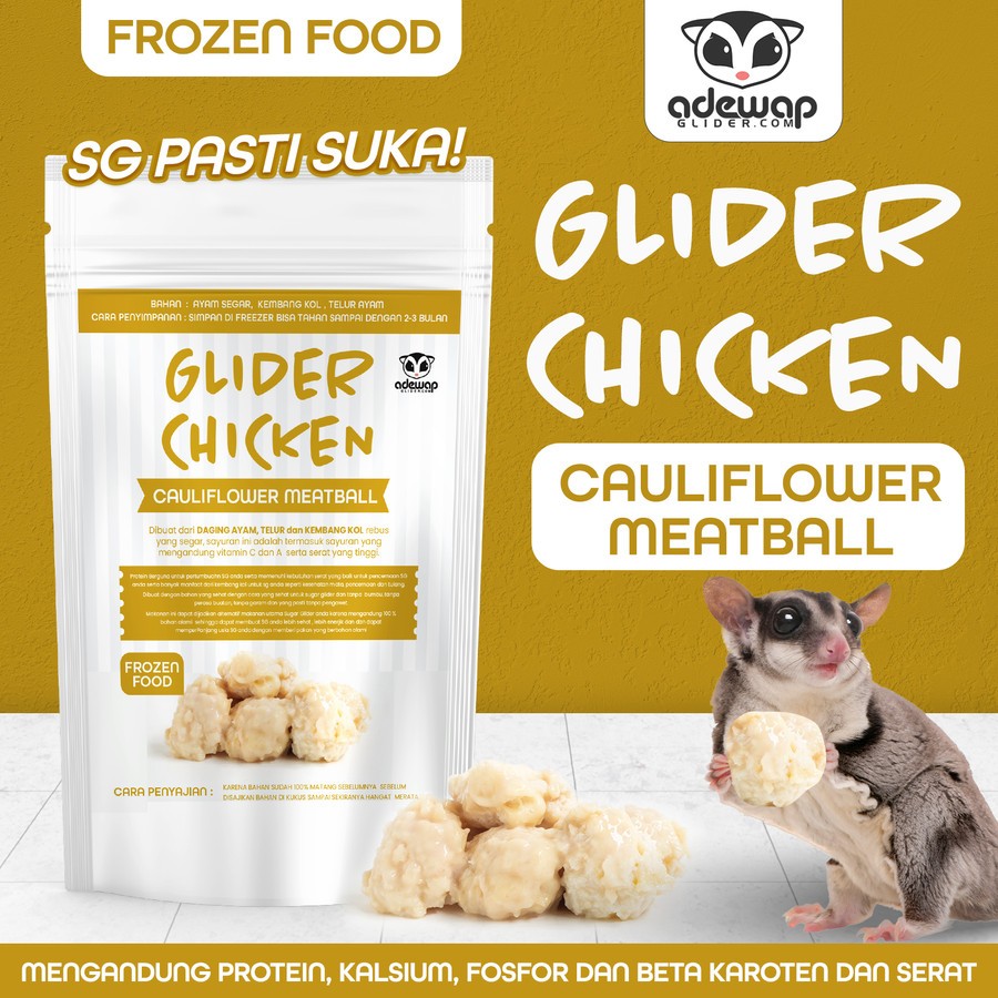 FROZEN FOOD BUNGA KOL MEATBALL GLIDER CHICKEN FOR SUGAR GLIDER