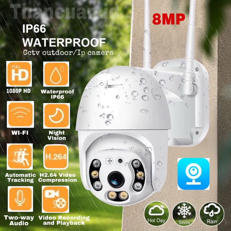 CCTV Wifi Outdoor 8MP IP Kamera Waterproof IP67 Kamera CCTV Pengintai IP Camera