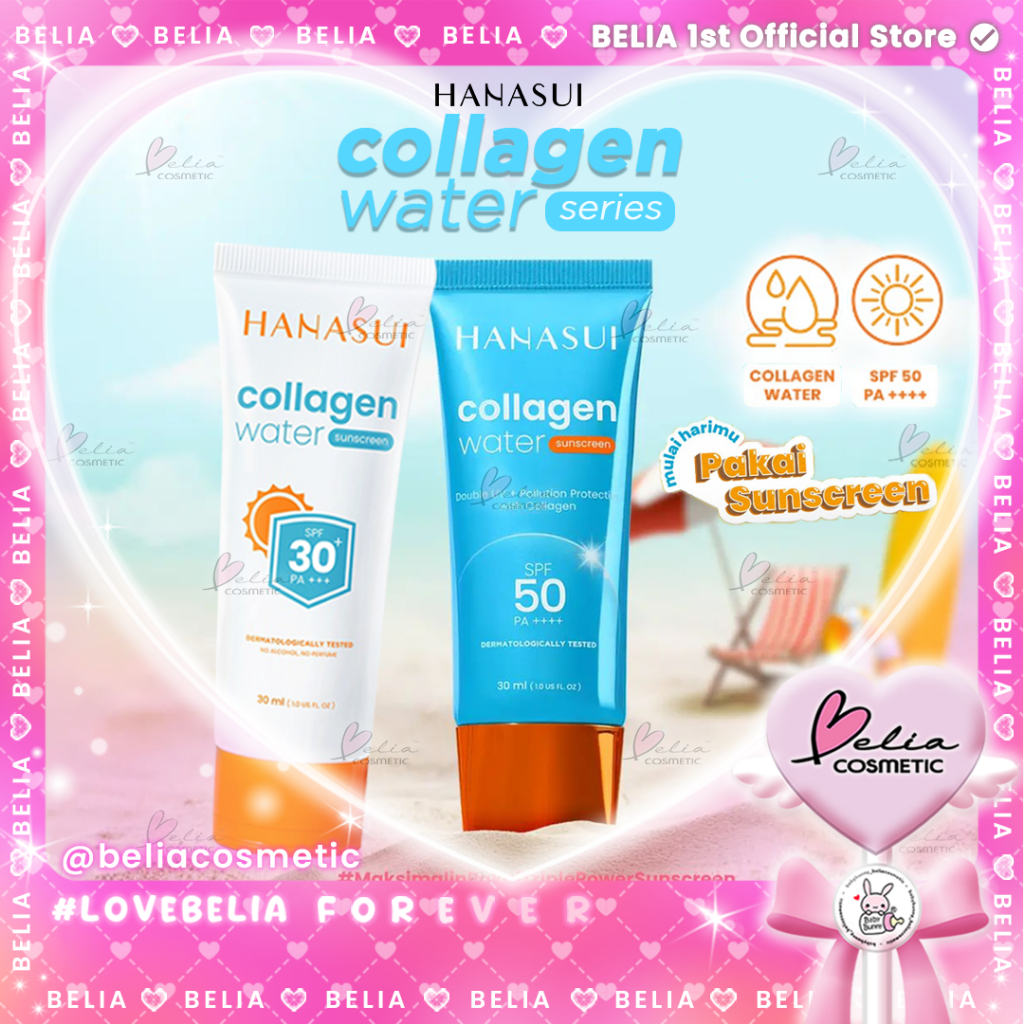 ❤ BELIA ❤ Hanasui Collagen Water Sunscreen SPF 30 | SPF 50 |30ml | Tabir Surya | Sunblok | BPOM