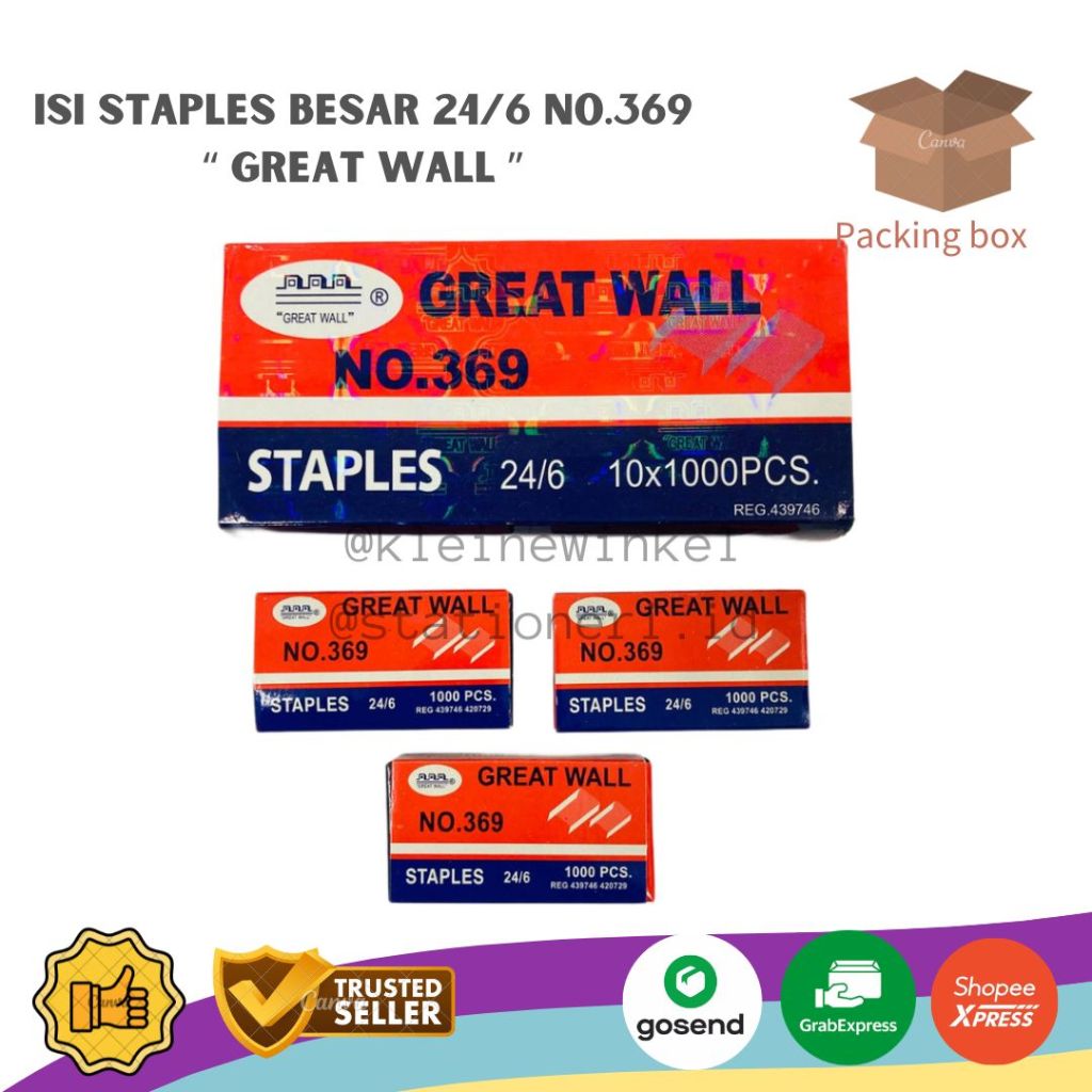 

Isi Staples Besar GREAT WALL 24/6 NO.369 isi 10 batang refil [ 1 PACK Kecil ]