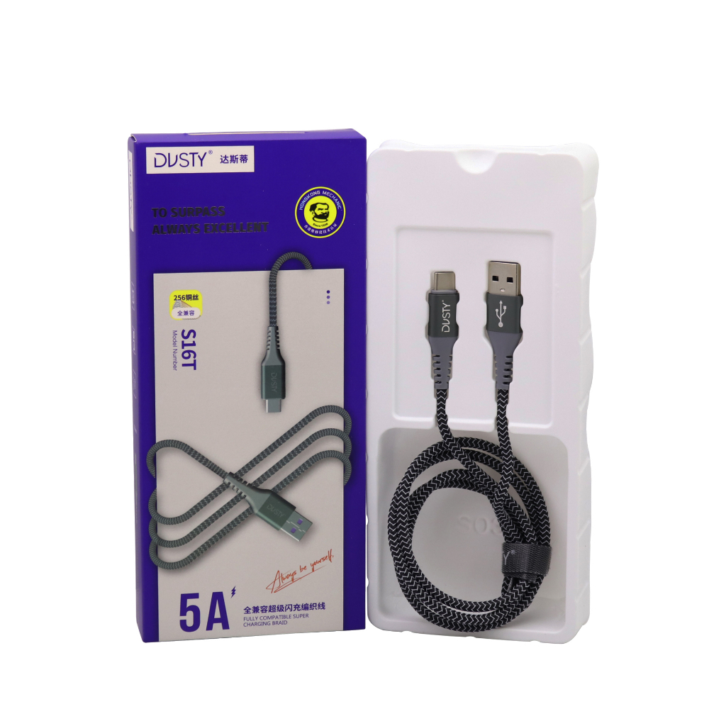 Mechanic Dusty S16T Kabel Data USB Android Type-C Super Fast Charging 5A 1M Gray ORI