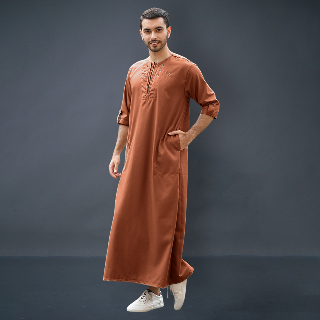 Kawan Muslim - Jubah Gamis Pria Ikhwan Cowok Dewasa Bahan Adem Bisa Cod-Cokelat