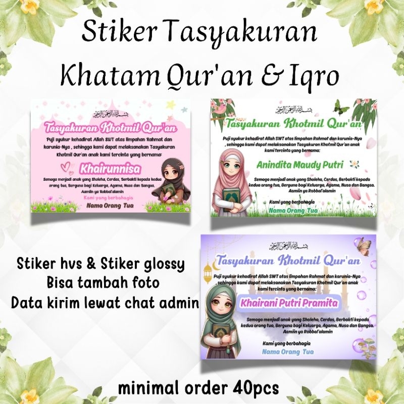 Stiker Tasyakuran Khatam Qur'an/isi 18pcs/kartu Khotmil Iqro/Syukuran mengaji/khotmil iqra