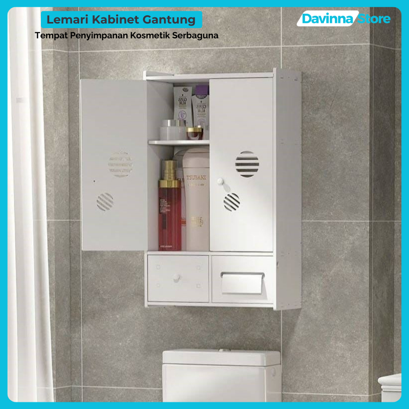 Laci Tempat Kosmetik Tempel Dinding Lemari Kabinet Kosmetik Gantung Kamar Mandi Minimalis