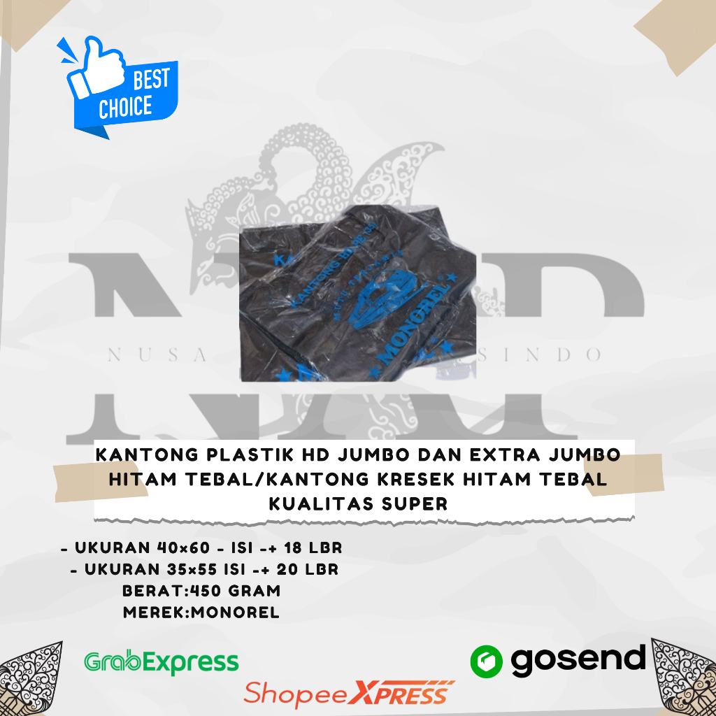 Kantong Plastik HD Jumbo dan Extra Jumbo Hitam Tebal/Kantong Kresek Hitam Tebal kualitas Super