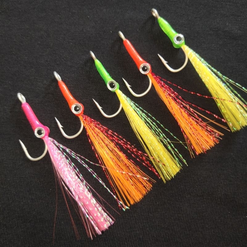 Jigging umpan pancing dan serat sutra dan bulu mutiara umpan sabiki umpan ikan umpan assist hook