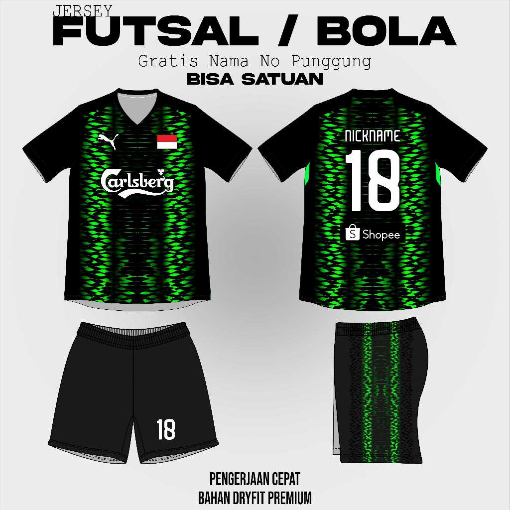 JERSEY SEPAK BOLA / FUTSAL GRATIS NAMA, TEAM, NO , LOGO DAN DESAIN (ATM)
